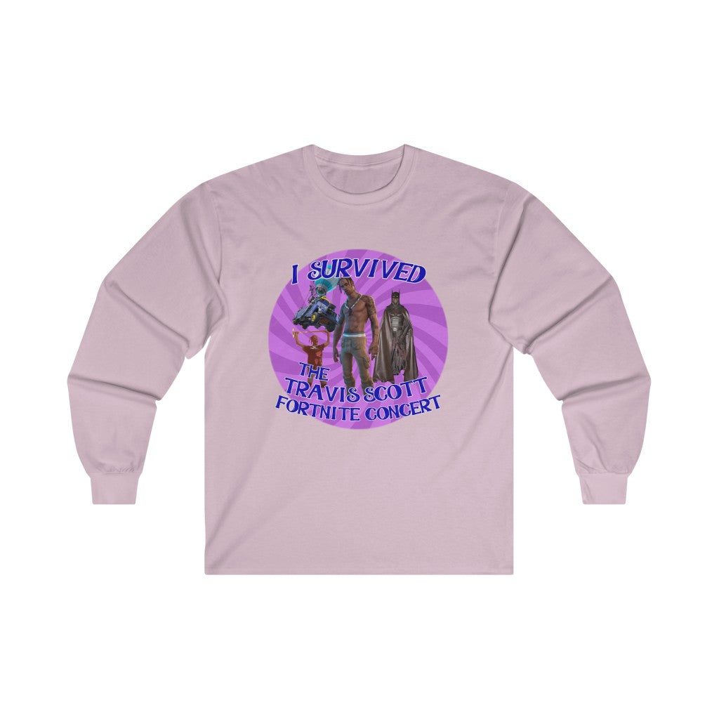 I Survived the Travis Scott Fortnite Concert - Ultra Cotton Long Sleeve Tee - All Colors Style001
