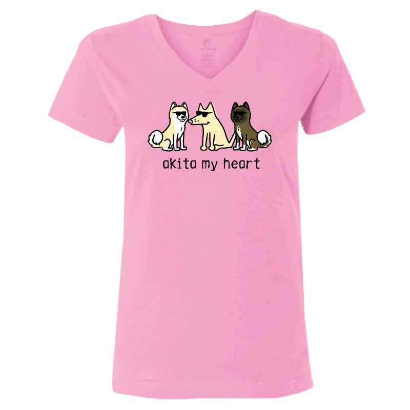 Akita My Heart - T-Shirt Ladies V-Neck