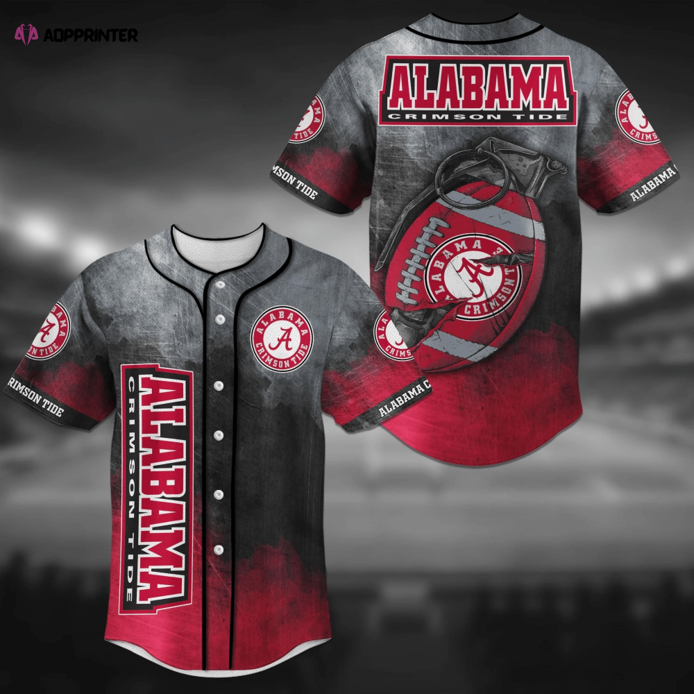 Alabama Crimson Tide NCAA Baseball Jersey Shirt in Grenade Design - Aopprinter