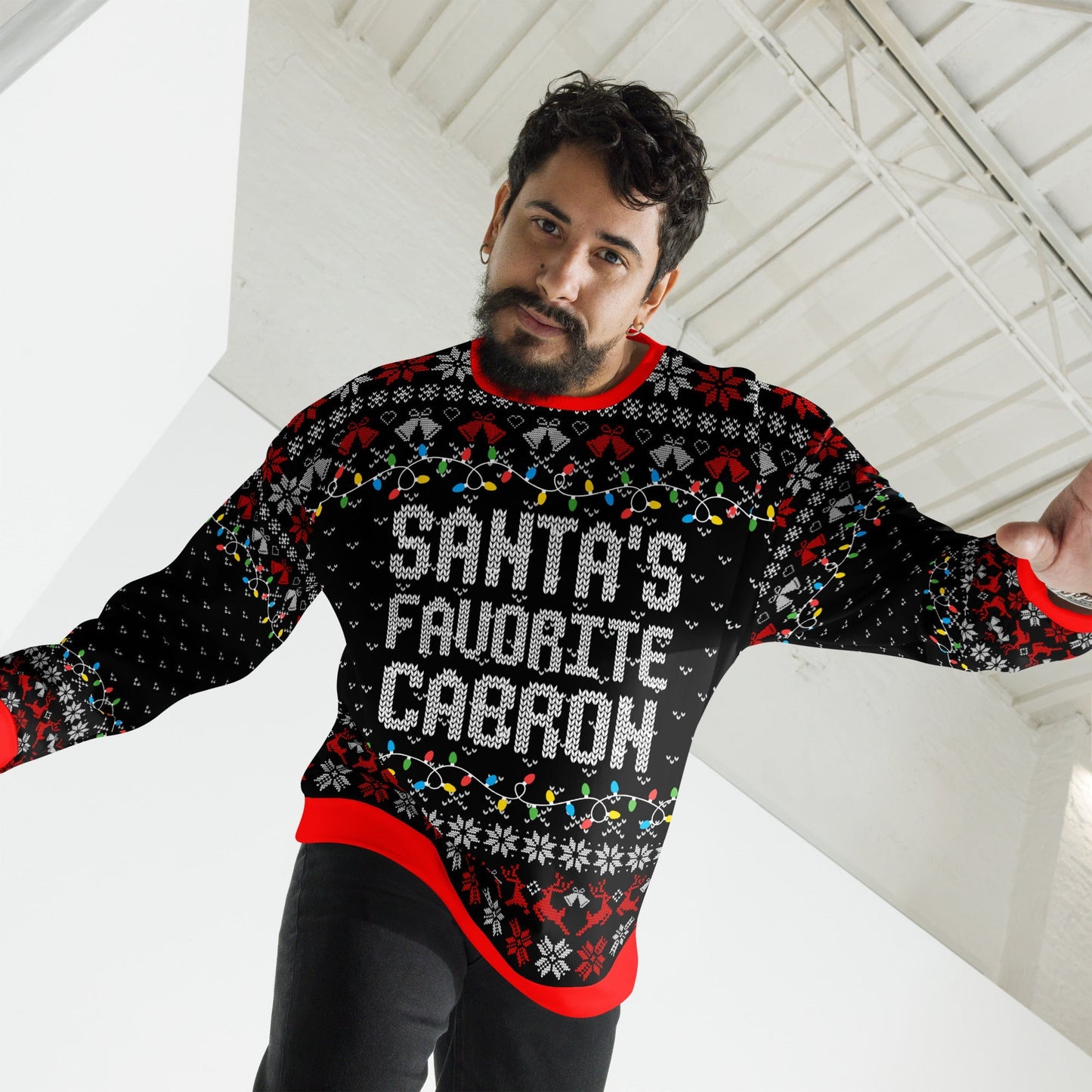 Santa's Favorite Cabron Ugly Christmas Sweatshirt Style001