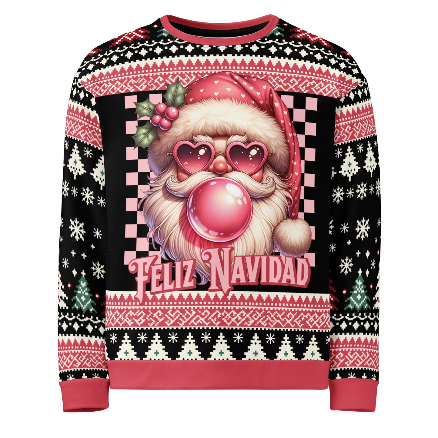 Santa Claus with Bubble Gum Feliz Navidad Sweatshirt