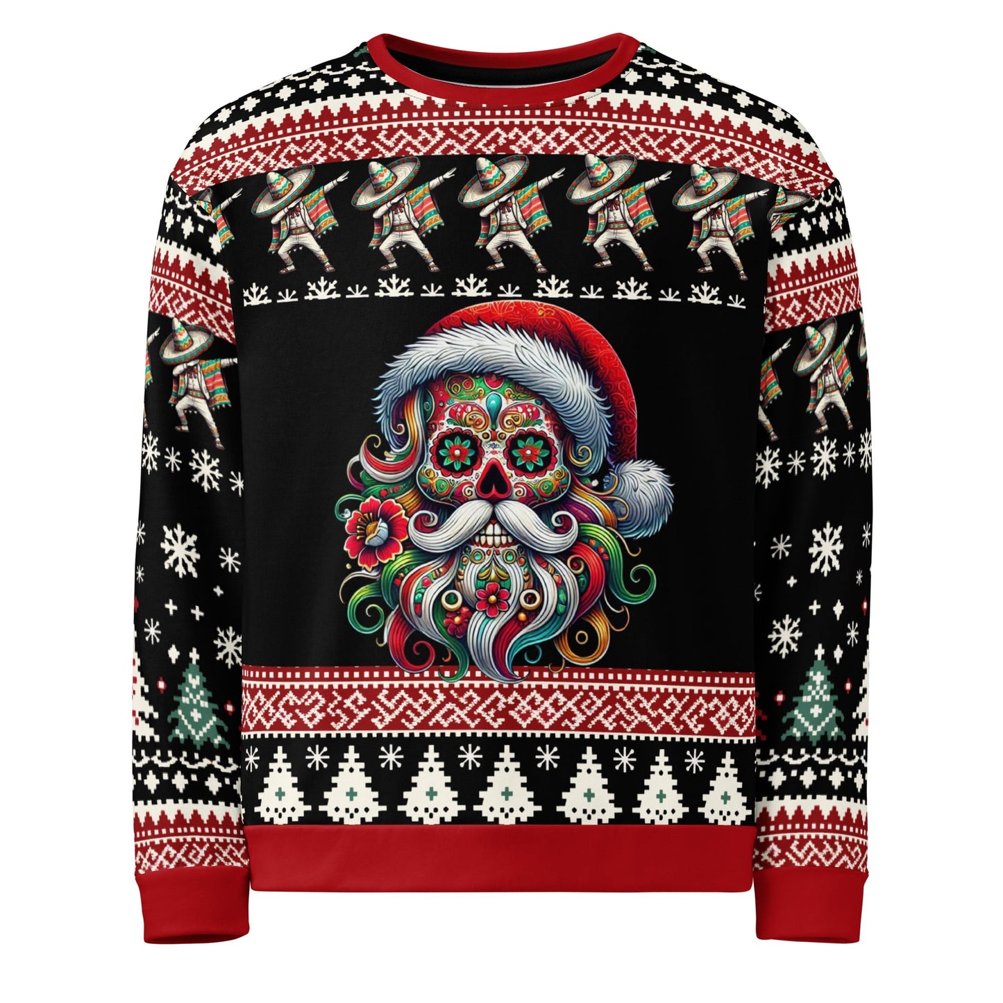 Santa Claus Mexican Sugar Skull Ugly Christmas Sweatshirt