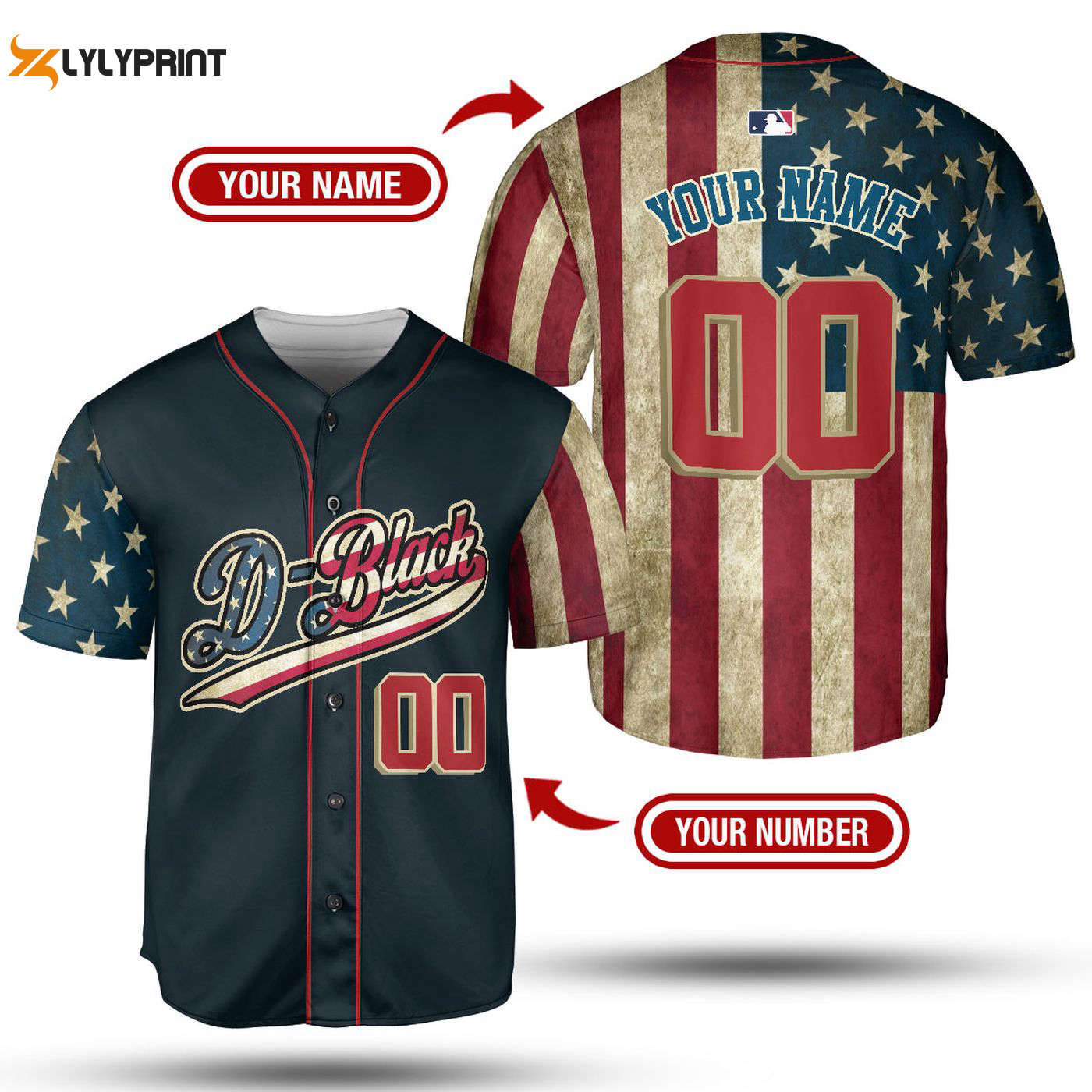 MLB Baseball Jersey Collection: America Flag Pack in Pattern - Personalized Baseball Shirt - Gift for Men Women - lylyprint.com