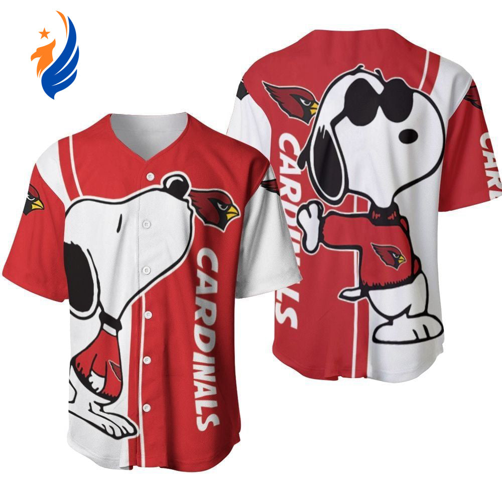 Arizona Cardinals Snoopy Lover Printed Baseball Jersey - Gift for Women Men - Bafud