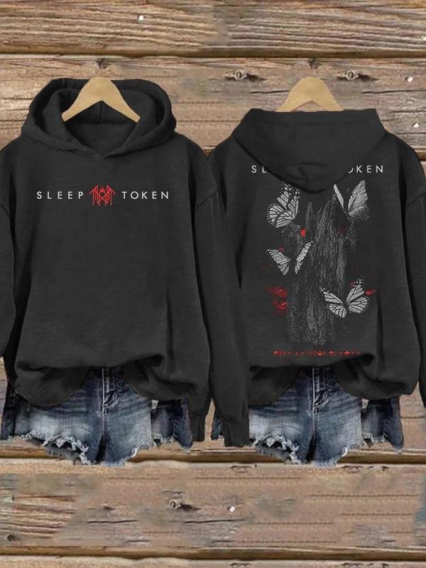 Sleep Token - Rock Band Inspired Butterfly Print Vintage Sweatshirt/Hoodie, Gift For Fan SLT20244
