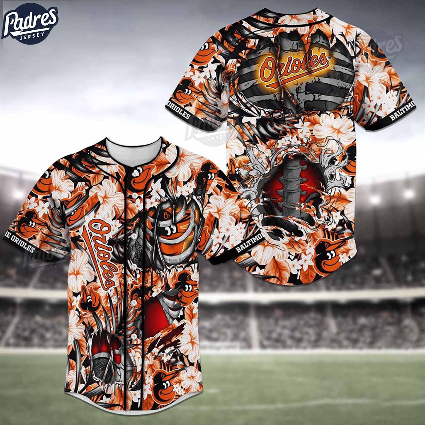 Show Your Team Spirit with Baltimore Orioles Skeleton MLB Baseball Jersey Shirt - Gift for Men Women - lylyprint.com