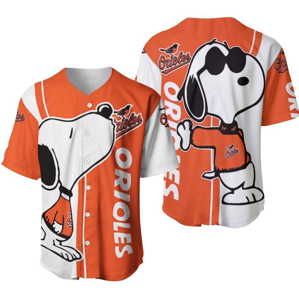 Baltimore Orioles Snoopy Lover Printed Baseball Jersey - Gift for Women Men - Bafud