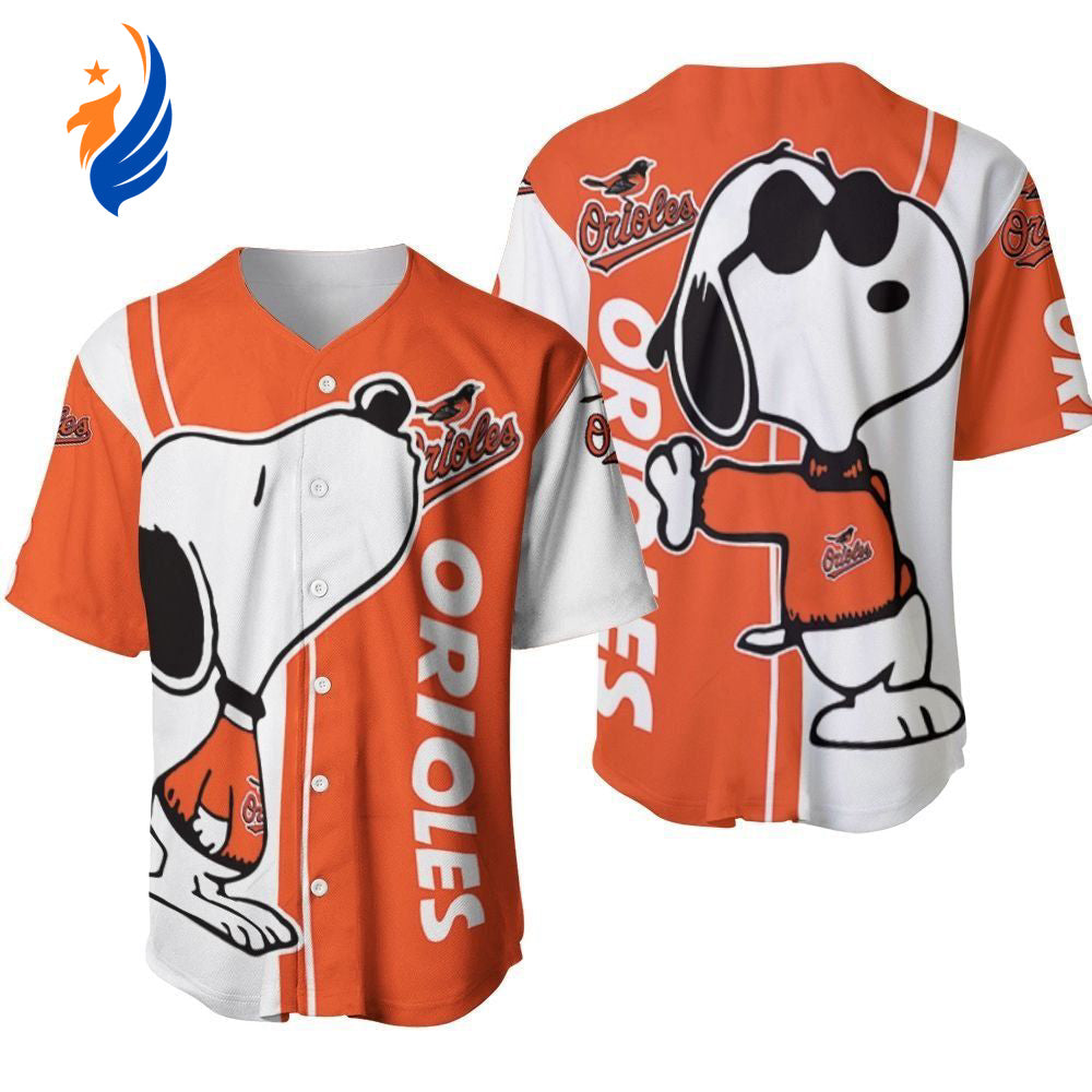 Baltimore Orioles Snoopy Lover Printed Baseball Jersey - Gift for Women Men - Bafud