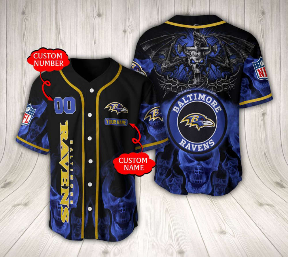 Baltimore Ravens Baseball Jersey Custom Name And Number Fan Gifts - lylyprint.com