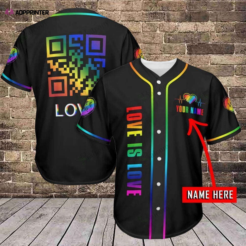 Baseball Tee LGBT - Love is Love Personalized Name Baseball Jersey 312 - Aopprinter