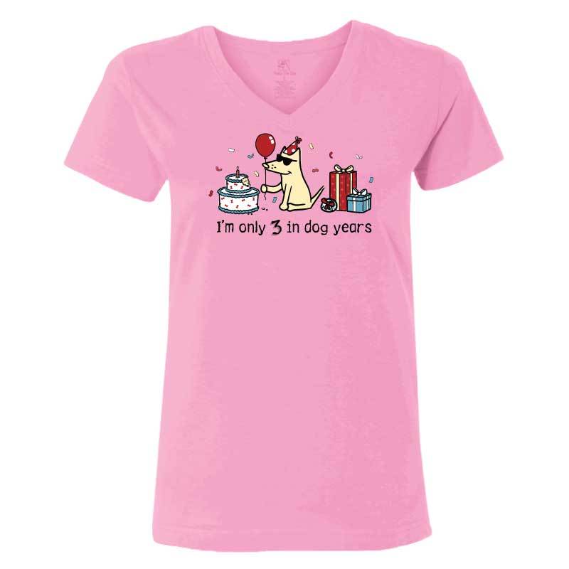 Teddy's Birthday Shirt - Ladies T-Shirt V-Neck - Light Pink