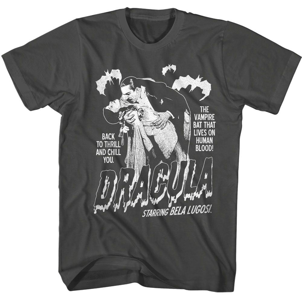 Bela Lugosi - Single Color Dracula With Bats T-Shirt
