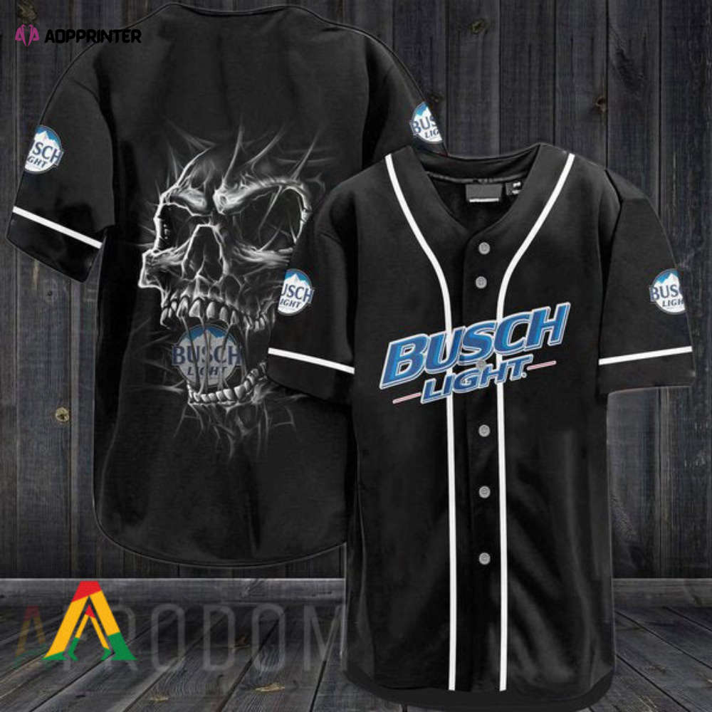 Black Skull Busch Light Baseball Jersey - Aopprinter