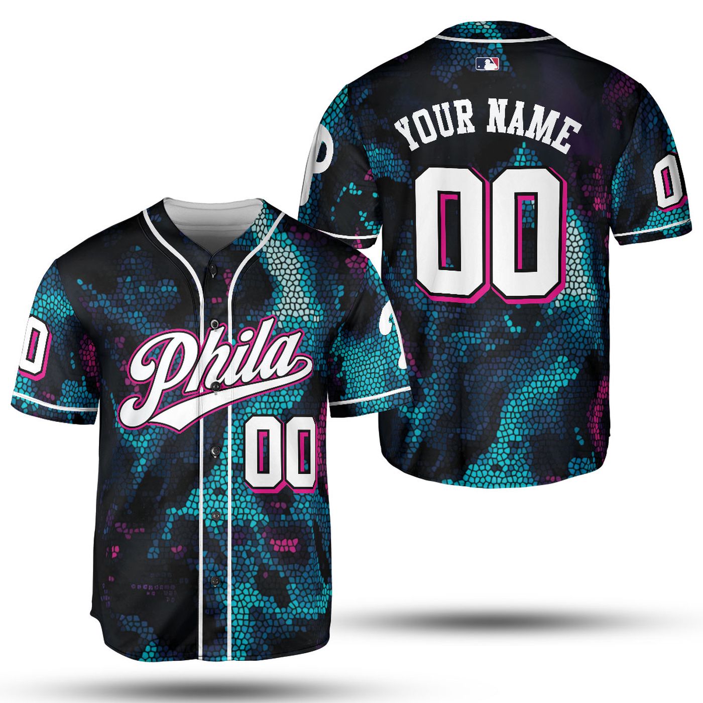 Stylish Blue Pink Gradient MLB Baseball Jersey - Team MLB Collection - Gift for Men Women - lylyprint.com