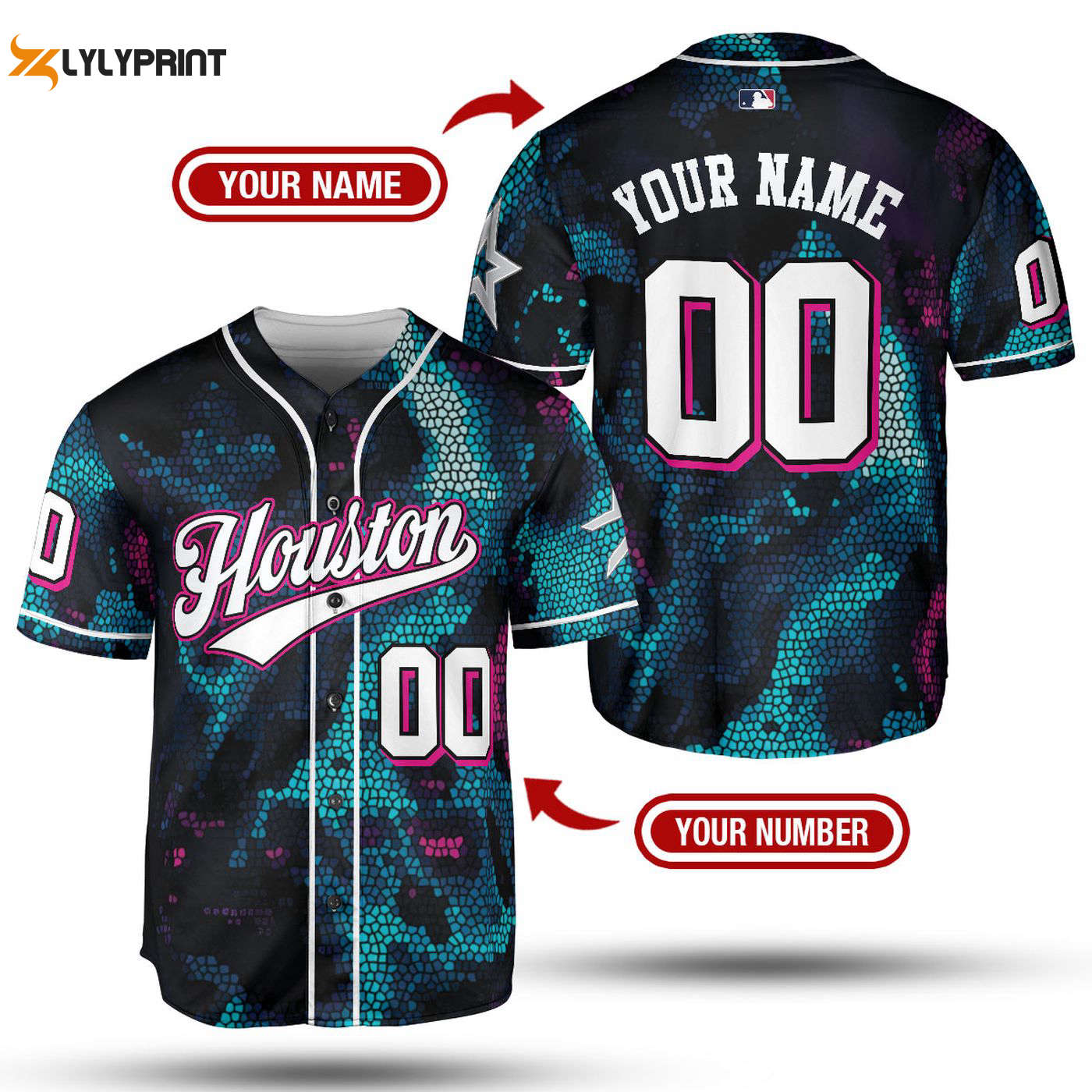 Stylish Blue Pink Gradient MLB Baseball Jersey - Team MLB Collection - Gift for Men Women - lylyprint.com