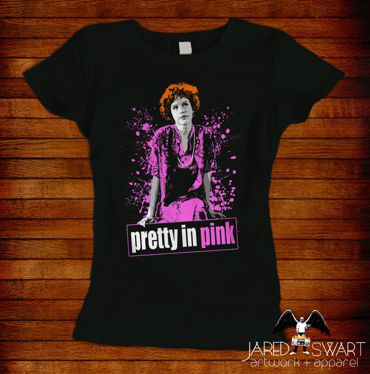 Pretty in Pink T-shirt artwork by Jared Swart inspired by the 1986 Film