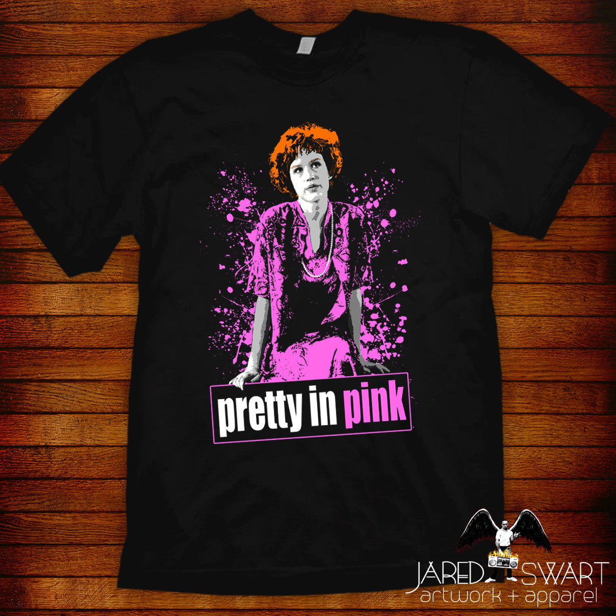 Pretty in Pink T-shirt artwork by Jared Swart inspired by the 1986 Film