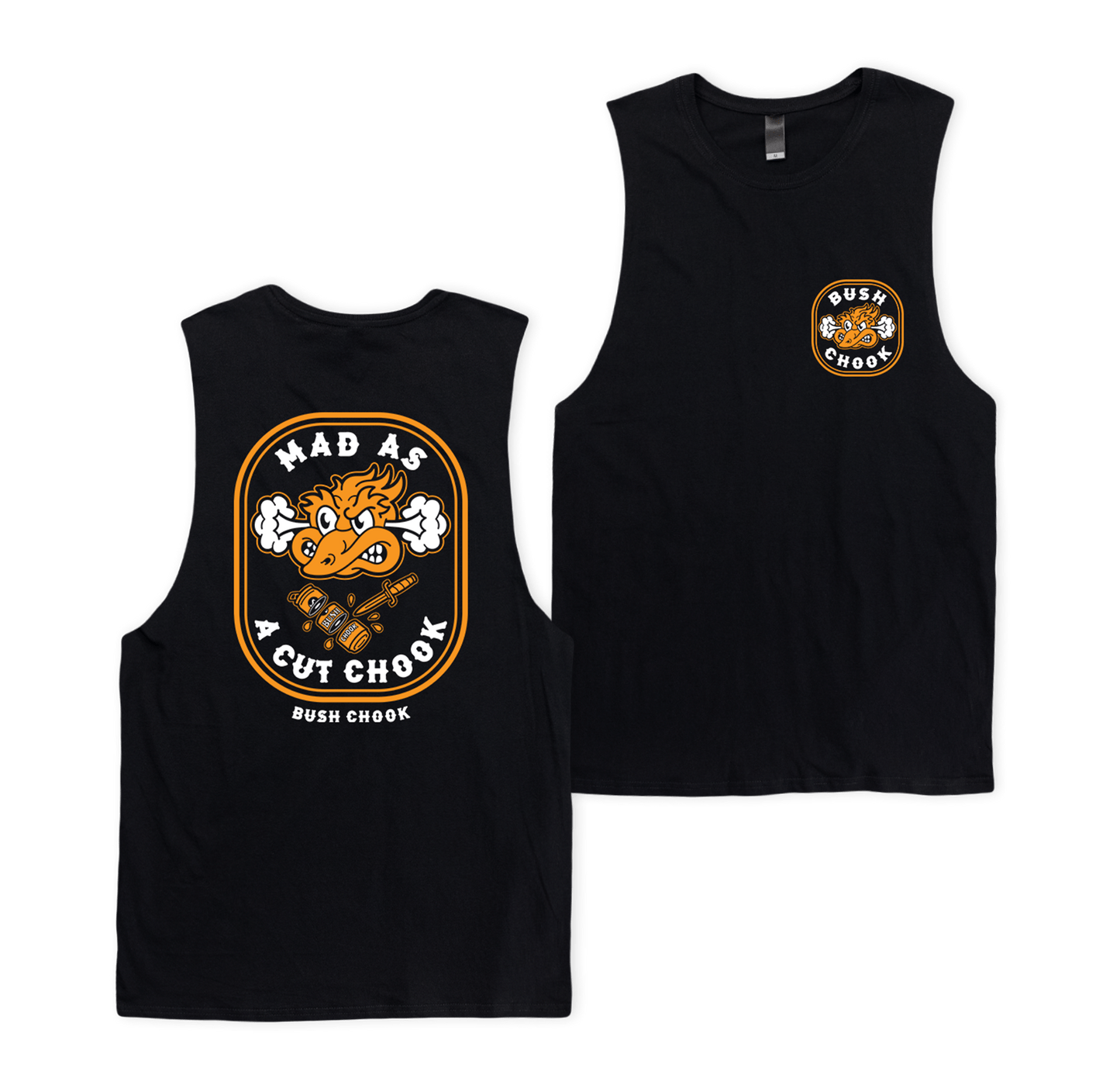 Mad As A Cut Chook Muscle Tee Black