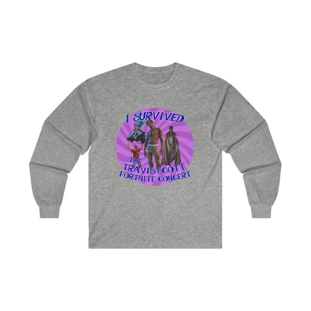 I Survived the Travis Scott Fortnite Concert - Ultra Cotton Long Sleeve Tee - All Colors Style001