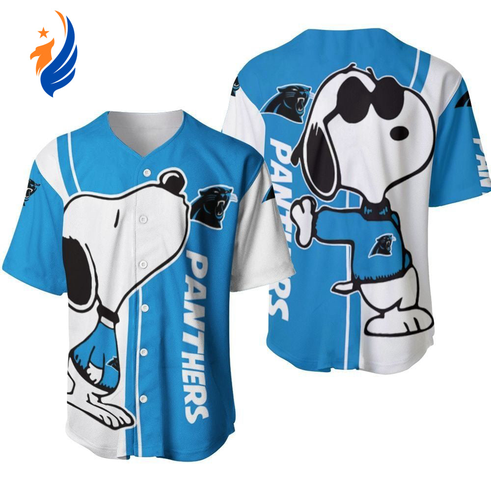 Carolina Panthers Snoopy Lover Printed Baseball Jersey - Gift for Women Men - Bafud