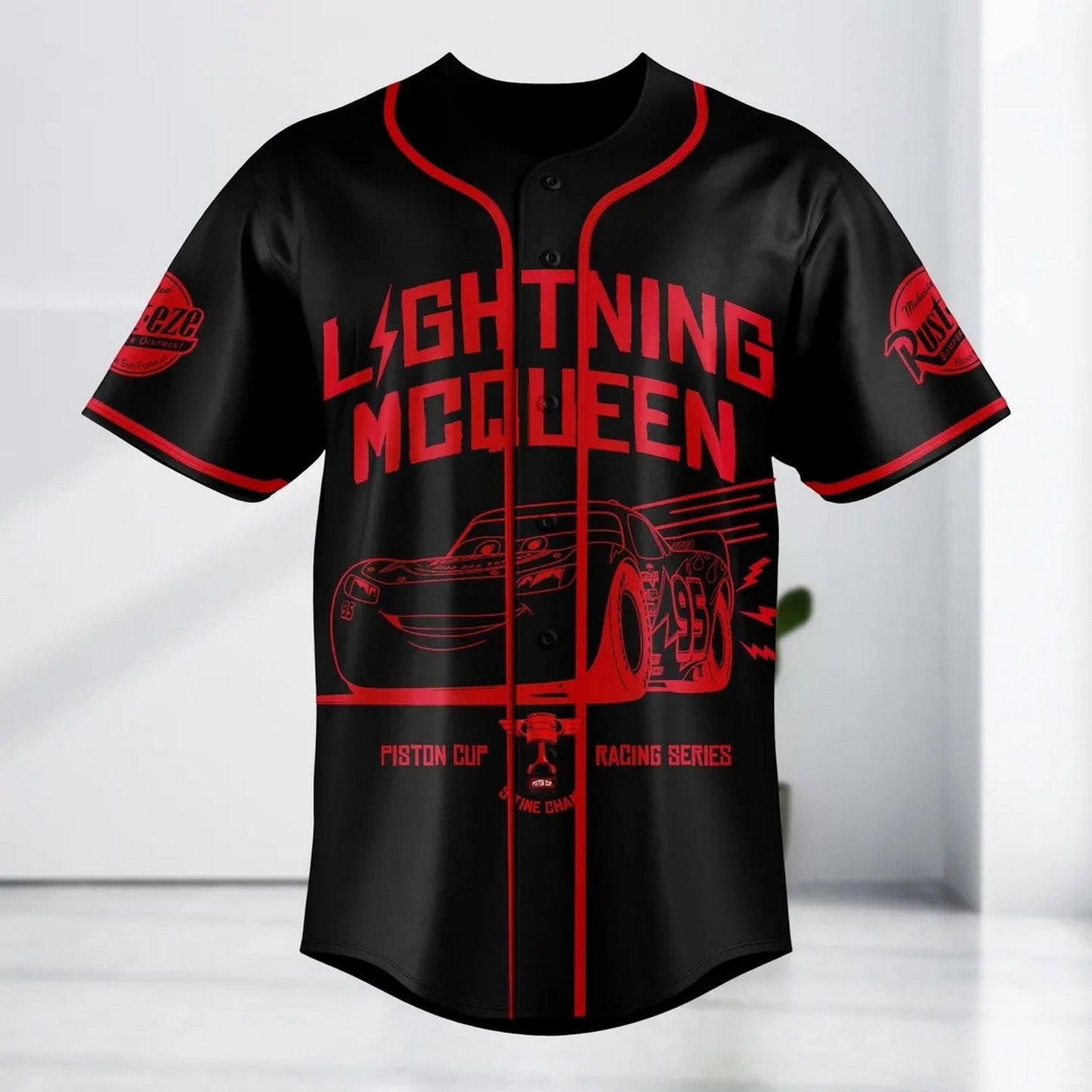 Cars 95 Racing Lightning Mcqueen Black Baseball Jersey