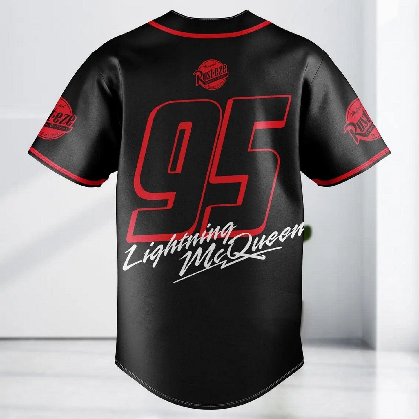 Cars 95 Racing Lightning Mcqueen Black Baseball Jersey