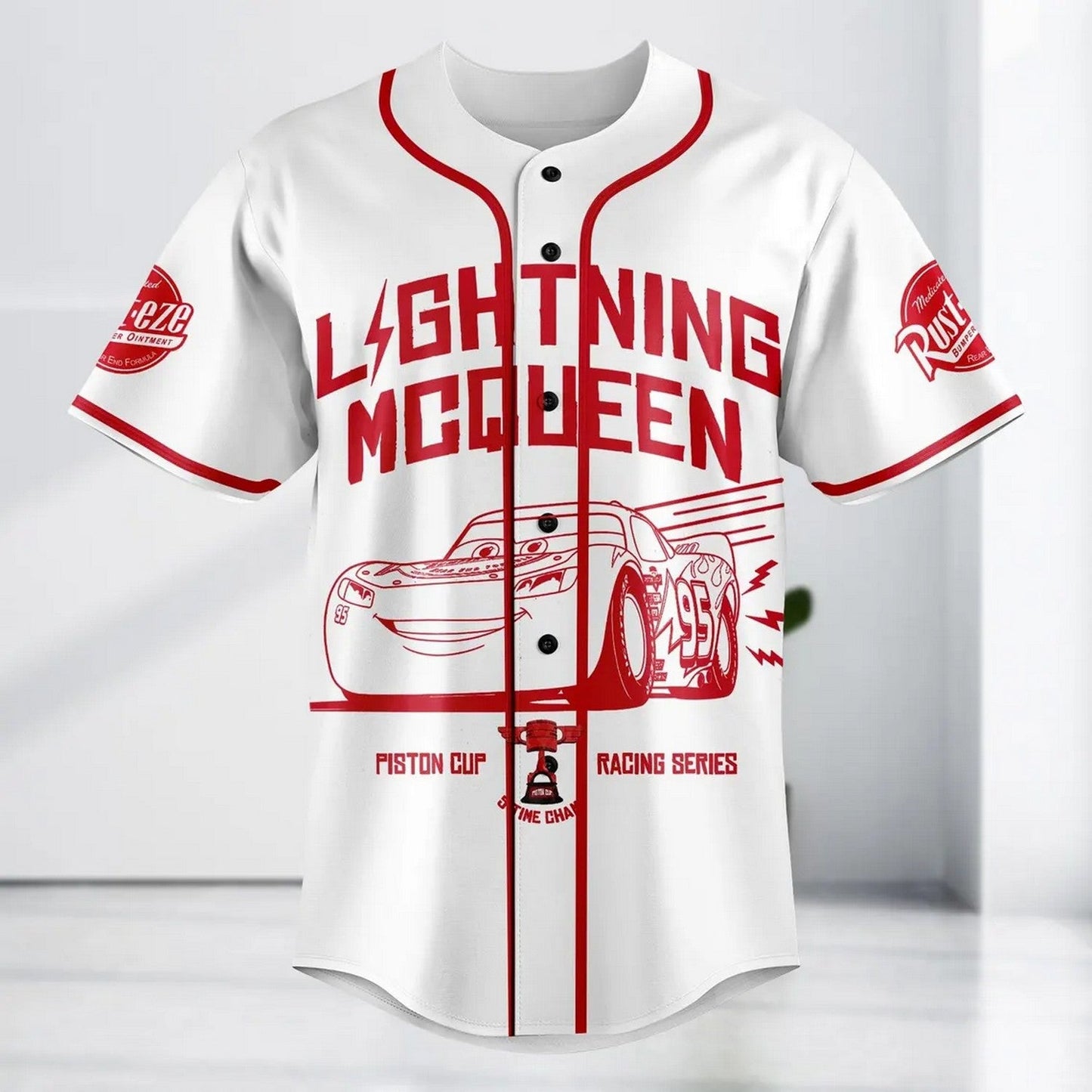 Cars 95 Racing Lightning Mcqueen White Baseball Jersey