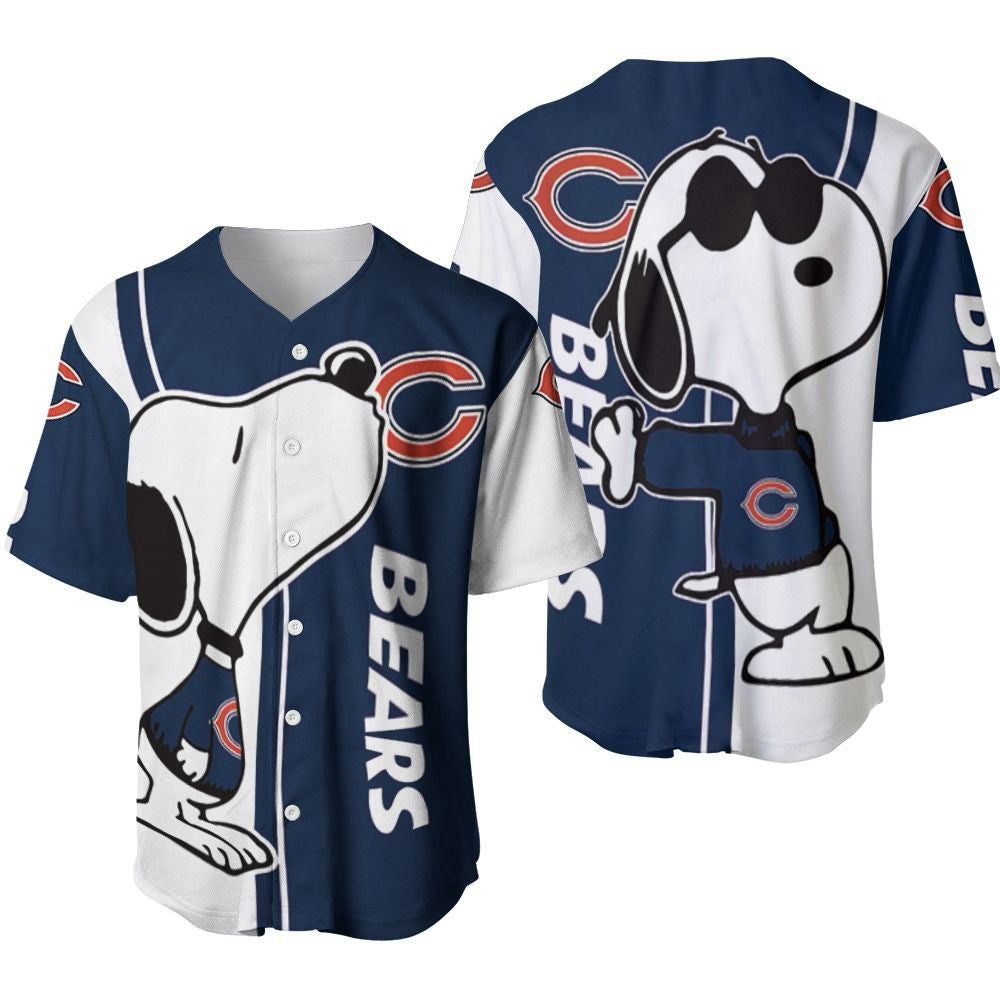 Chicago Bears Snoopy Lover Printed Baseball Jersey - Gift for Men Women- Gift for Women Men - Bafud