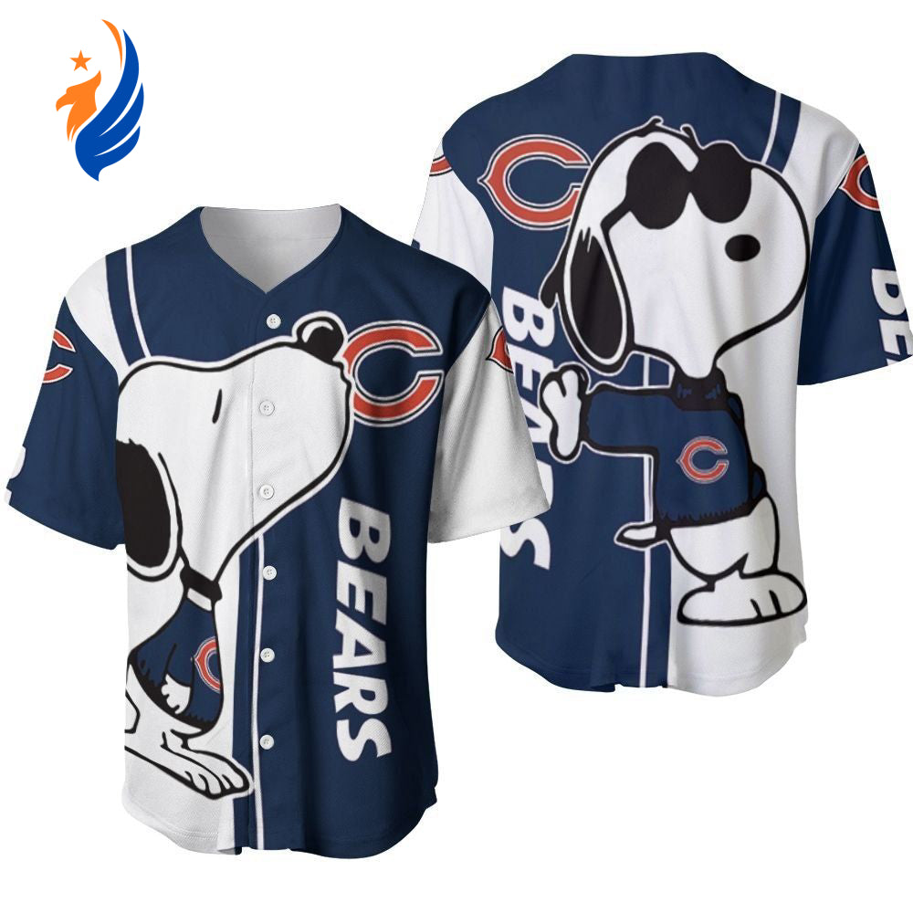 Chicago Bears Snoopy Lover Printed Baseball Jersey - Gift for Men Women- Gift for Women Men - Bafud