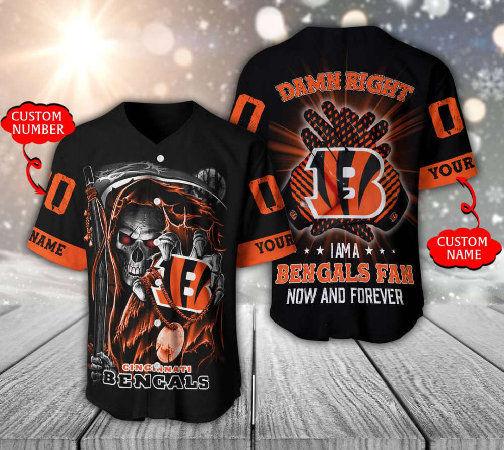 Cincinnati Bengals Baseball Jersey Personalized Skull Damn Right Gift For Men Women - lylyprint.com