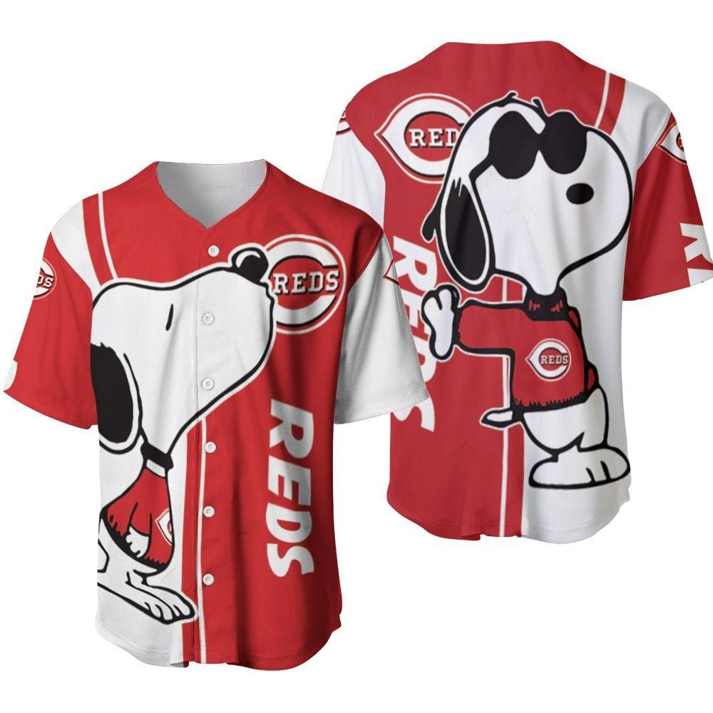 Cincinnati Reds Snoopy Lover Printed Baseball Jersey - Gift for Women Men - Bafud