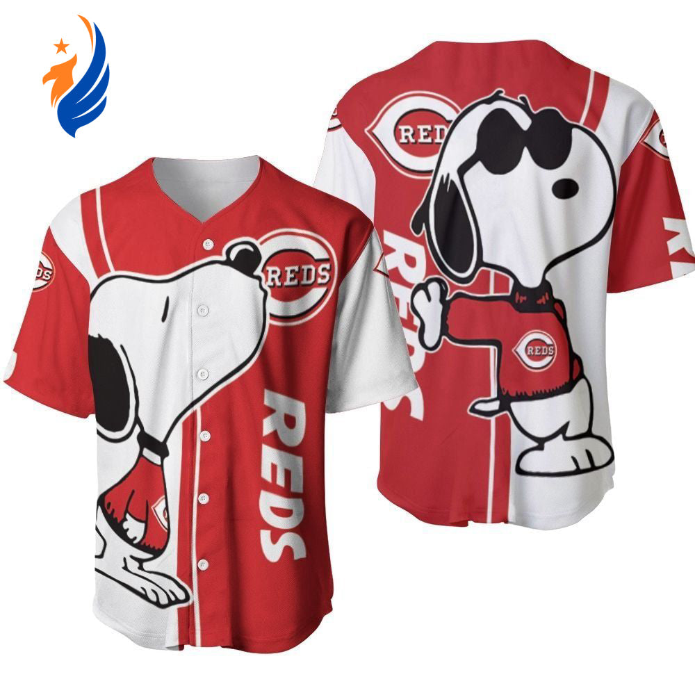 Cincinnati Reds Snoopy Lover Printed Baseball Jersey - Gift for Women Men - Bafud