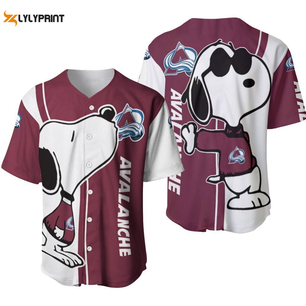 Colorado Avalanche Snoopy Lover Printed Baseball Jersey Gifts for Fans - lylyprint.com