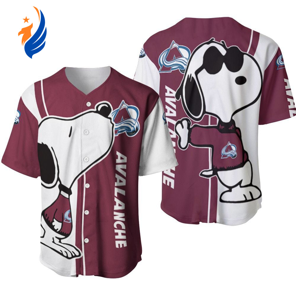 Colorado Avalanche Snoopy Lover Printed Baseball Jersey Gift for Men Dad - Gift for Women Men - Bafud
