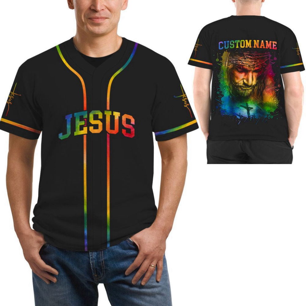 Colorful Jesus Baseball Jersey Custom Name Adult Unisex S-5XL Sizes - Aopprinter