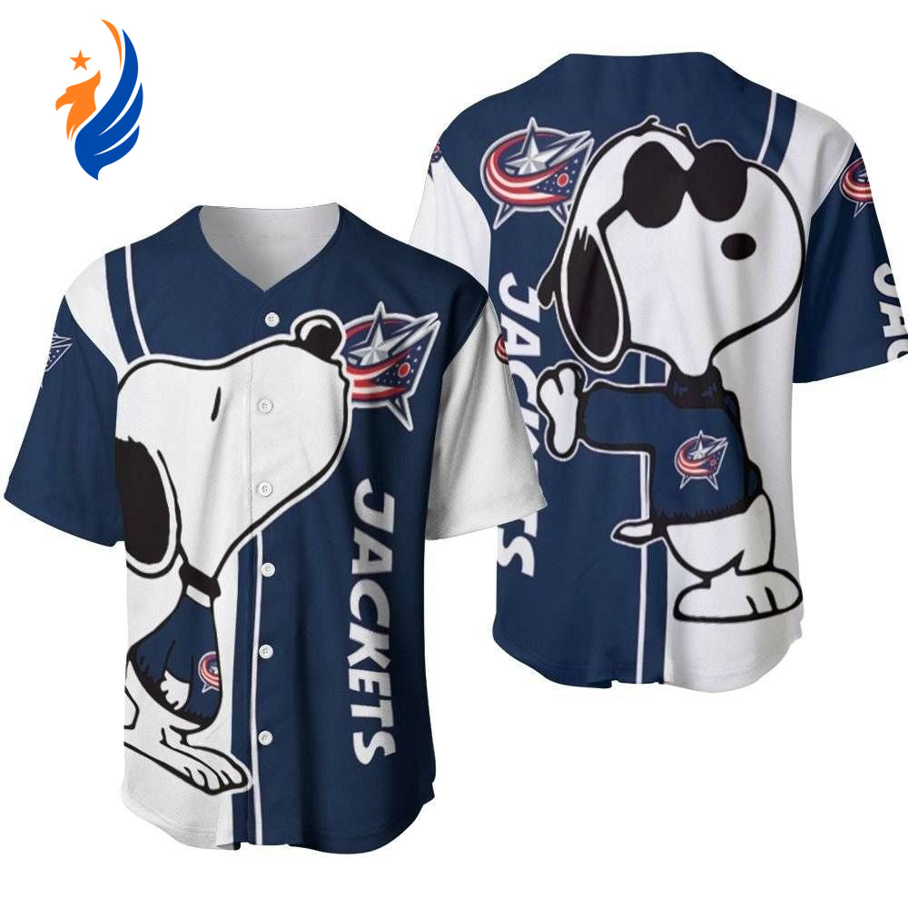 Columbus Blue Jackets Snoopy Lover Printed Baseball Jersey Gift for Men Dad - Gift for Women Men - Bafud