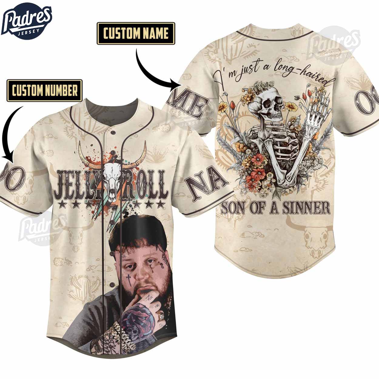 Jelly Roll Son Of A Sinner Custom Baseball Jersey Style - Padres Jersey Oasis: Elevate Your Baseball Style Game