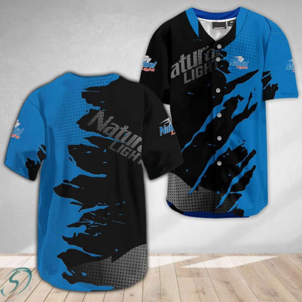 Crack Pattern Baseball Jersey: Natural Light Beer Metal Design - Aopprinter