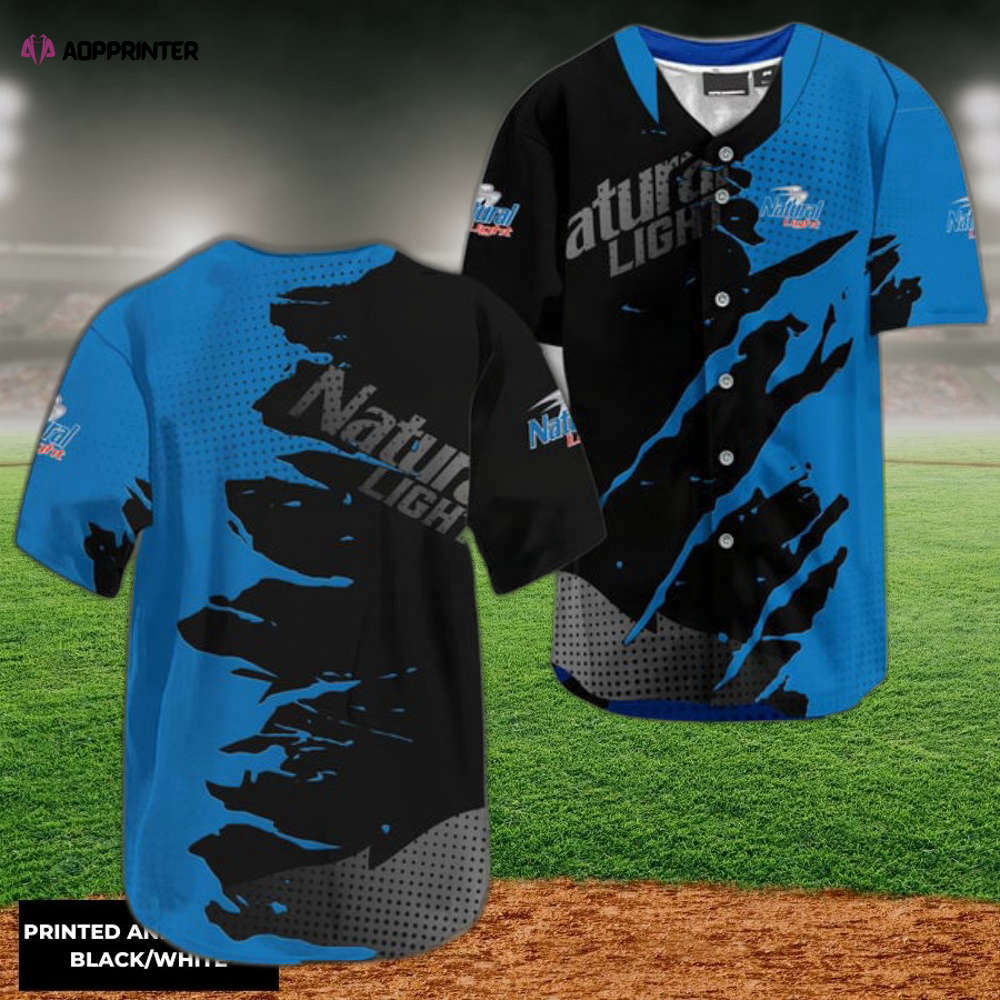 Crack Pattern Baseball Jersey: Natural Light Beer Metal Design - Aopprinter