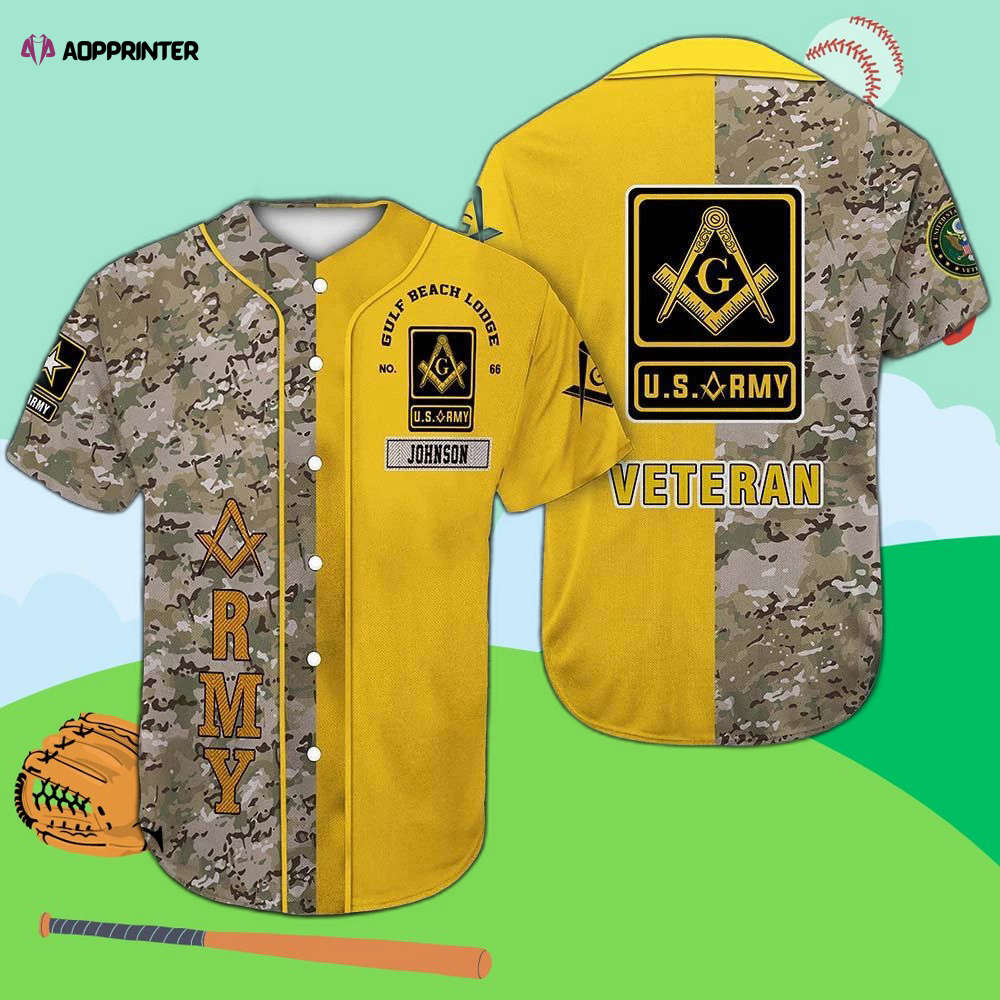 Custom Army Vet Freemasonry Baseball Jersey: Personalized and Patriotic - Aopprinter