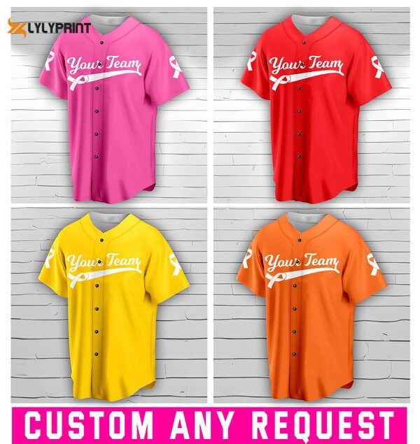 Custom Baseball Jersey For Breast Cancer Support Breast Cancer Warrior Survivor - lylyprint.com