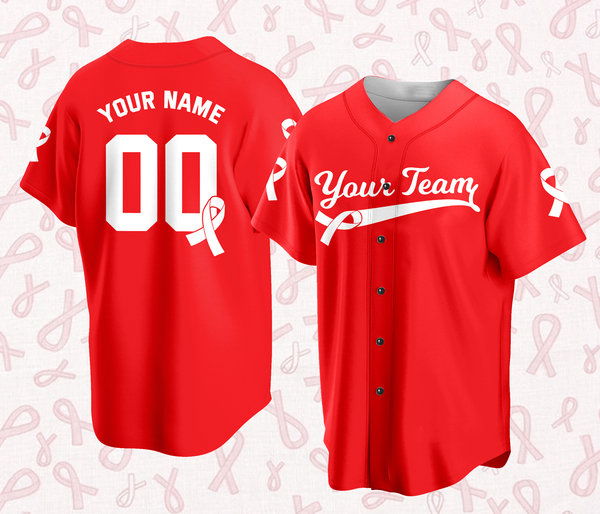 Custom Baseball Jersey For Breast Cancer Support Breast Cancer Warrior Survivor - lylyprint.com