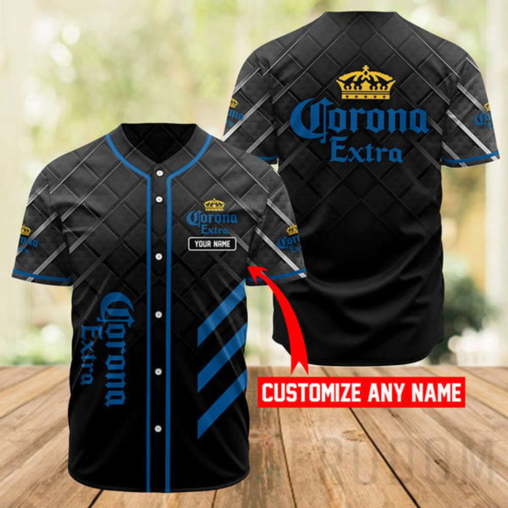 Custom Black Corona Beer Baseball Jersey - Unique Personalized Design - Aopprinter