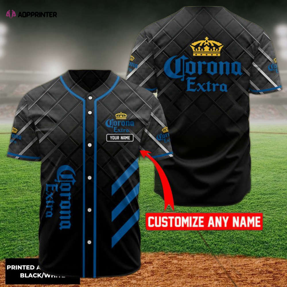 Custom Black Corona Beer Baseball Jersey - Unique Personalized Design - Aopprinter