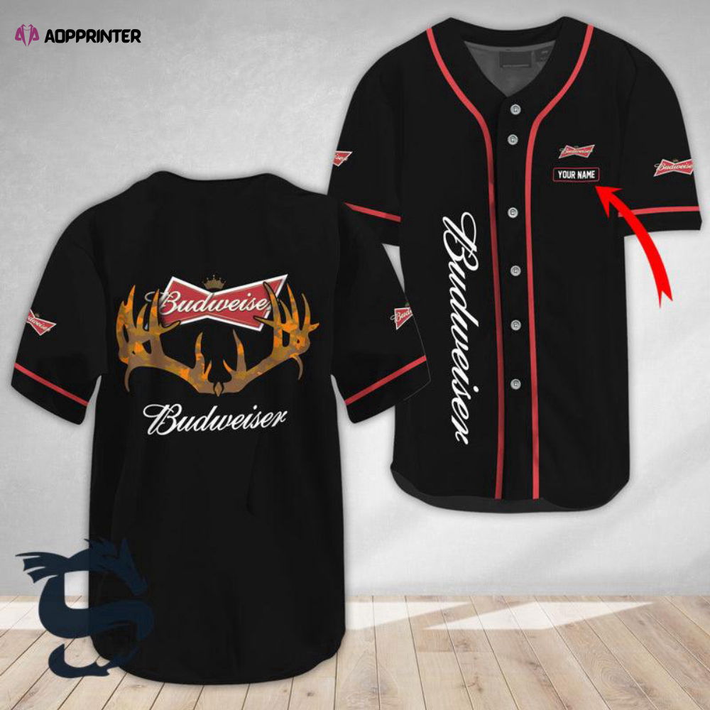 Custom Buck Horn Budweiser Baseball Jersey - Personalized Stylish & Unique - Aopprinter