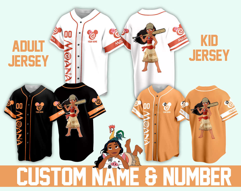 Custom Ddisney Princess Moana Game Day Baseball Jersey Ddisney Moana Baseball Outfit For Baseball Fan Player Baseball Girl Women Lover - Aopprinter