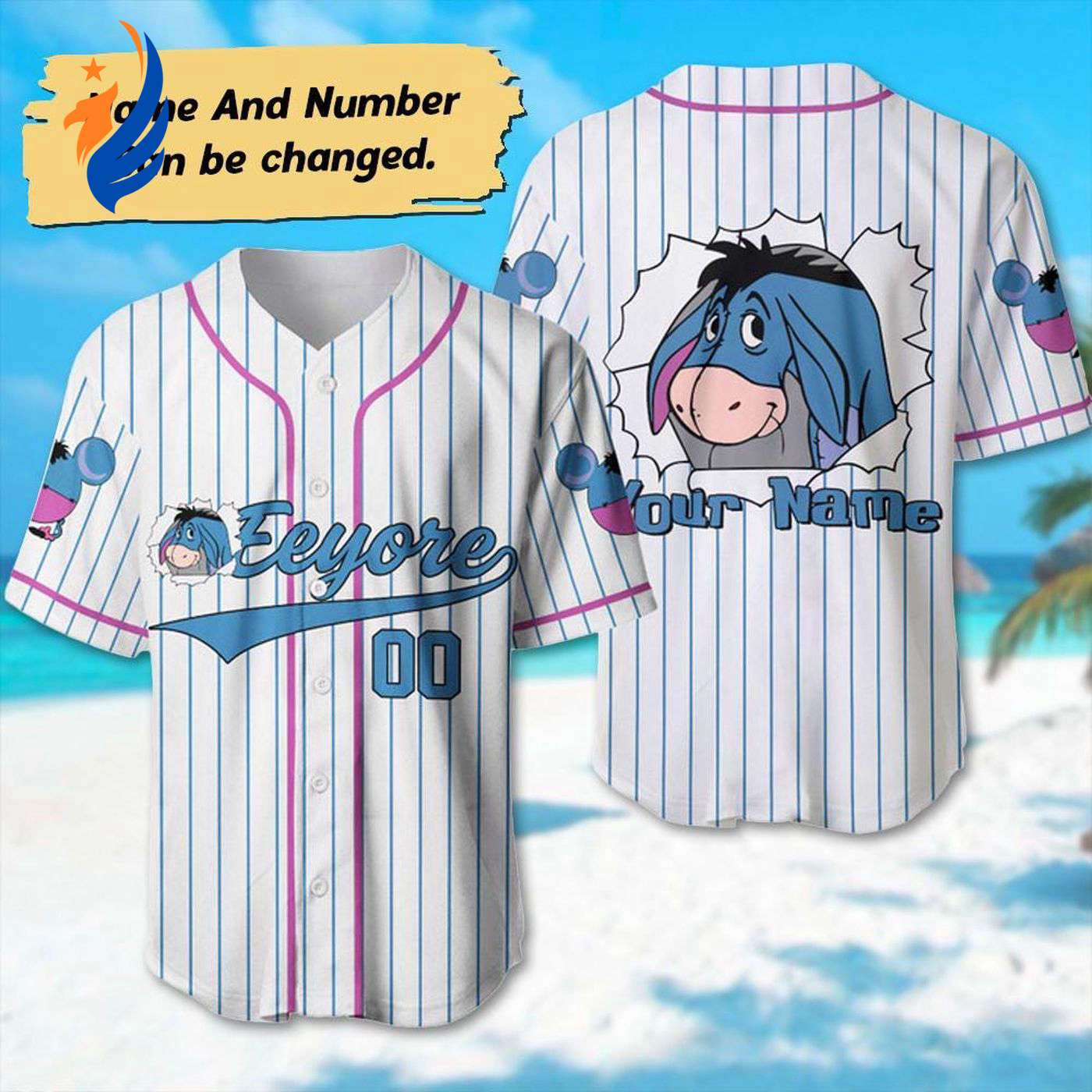 Custom Eeyore Baseball Jersey - Winnie The Pooh Basketball Shirt: Perfect Outfit for Baseball Lovers & Magic Kingdom Family Trips! - Bafud