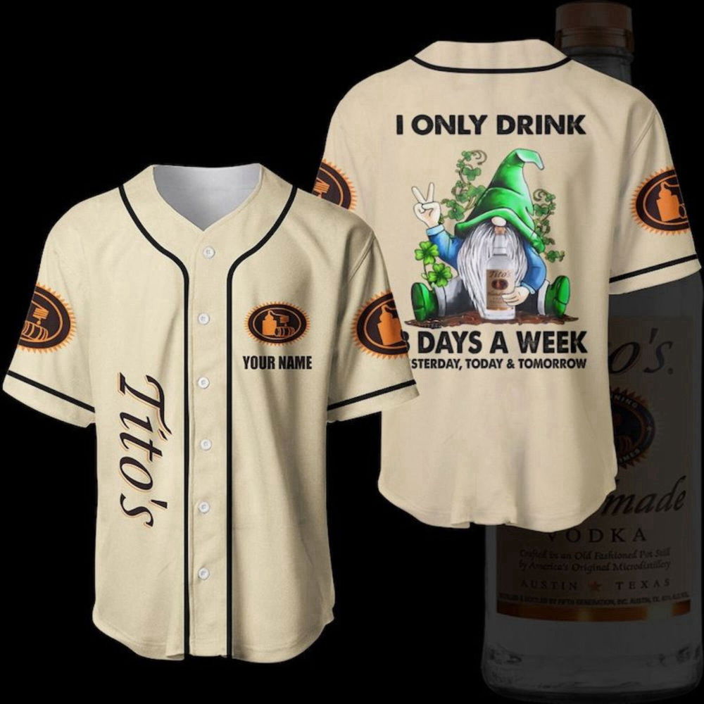 Custom Gnome Tito s Vodka Baseball Jersey: Beer Lover Shirt - Aopprinter