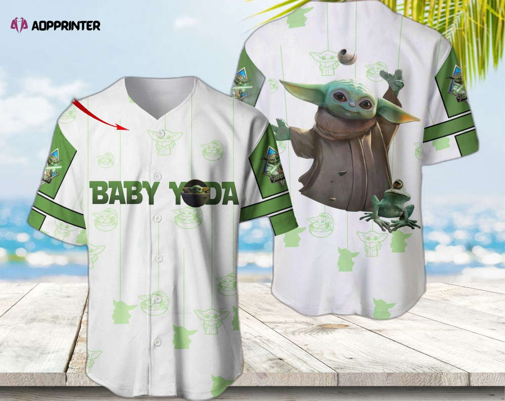 Custom Green Baby Yoda Baseball Jersey: Adorable Cartoon Design - Aopprinter