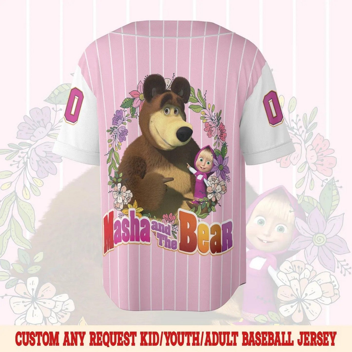 Custom Name And Number Cute Masha And The Bear Baseball Jersey